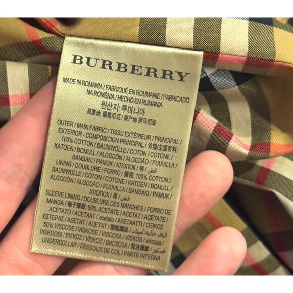 Burberry Black Trench Coat With Graphic Embroidery & Signature Check Lining - Picture 9 of 13